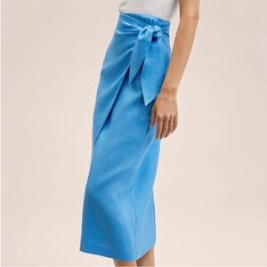 Mango Linen Midi Wrap Skirt